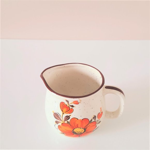 Vintage creamer with orange flower. Made in Japan. - Picture 3 of 4